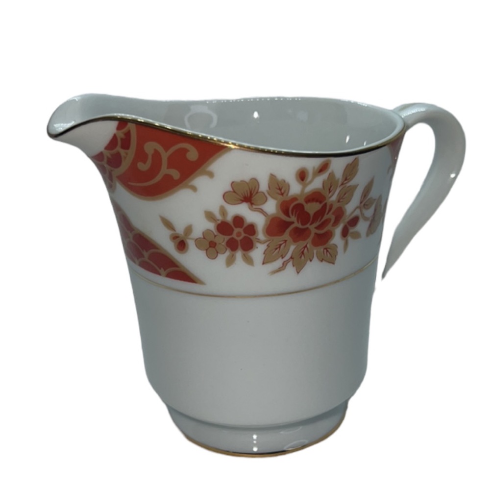 MIKASA FINE CHINA EMPRESS CREAMER L6009 BURNT ORANGE, TAN AND GOLD VINTAGE.